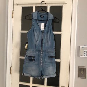 Denim romper by Bebe